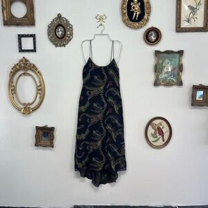 Vintage Fior di Zucca Embroidered Slip Dress – Sheer Beaded Floral Midi  Strap